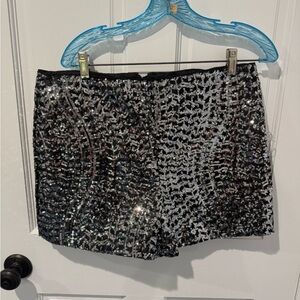 Fashion Nova Black and Silver Sequin Shorts